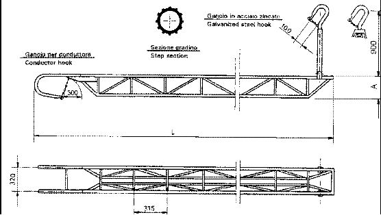 Triangular ladder, anchored C161.TP.652 – 6.5 m Light alloy equipment kompresory, spalinowe, śrubowe, sprężarki, powietrza, generatory prądu, dezynfekcja ozonem