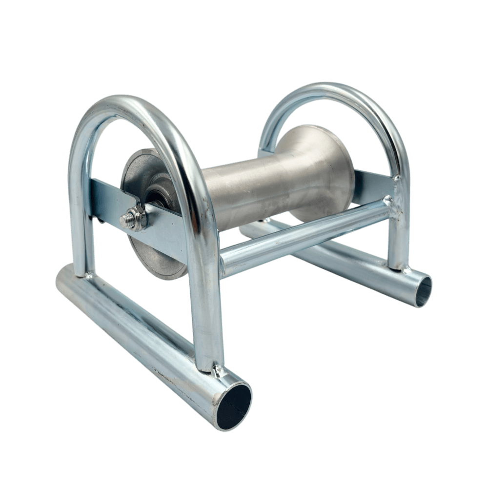 Rolka kablowa ocynkowana prosta – C108.A.1.1 – na rurkach Rolka kablowa Maszyny do linii kablowych i technologia bezwykopowa rolka kablowa prosta, Straight cable roller Kabelverlegerolle