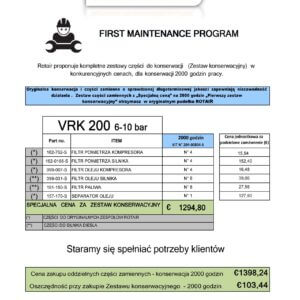 2000 stunden Filterset für Rotair VRK 200/ 6-10 bar Baumaschinen kompresory, spalinowe, śrubowe, sprężarki, powietrza, generatory prądu, dezynfekcja ozonem