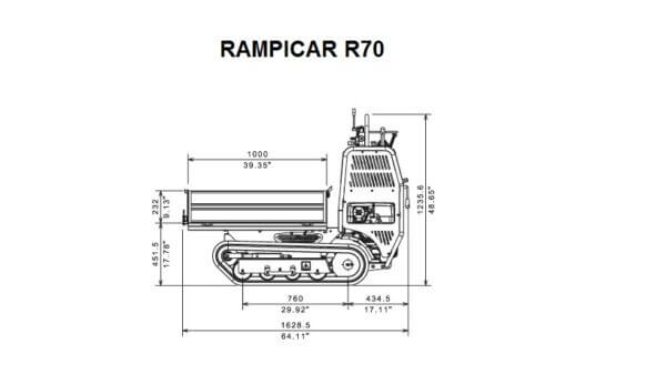 Rampicar – wywrotka z otwieraną burtą – R70/R80 – Rotair Mini-wywrotka Rampicar Maszyny do linii kablowych i technologia bezwykopowa