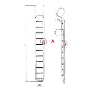 Vertical hanging ladder C167.AS.802 – 8 m (4+4) Light alloy equipment kompresory, spalinowe, śrubowe, sprężarki, powietrza, generatory prądu, dezynfekcja ozonem