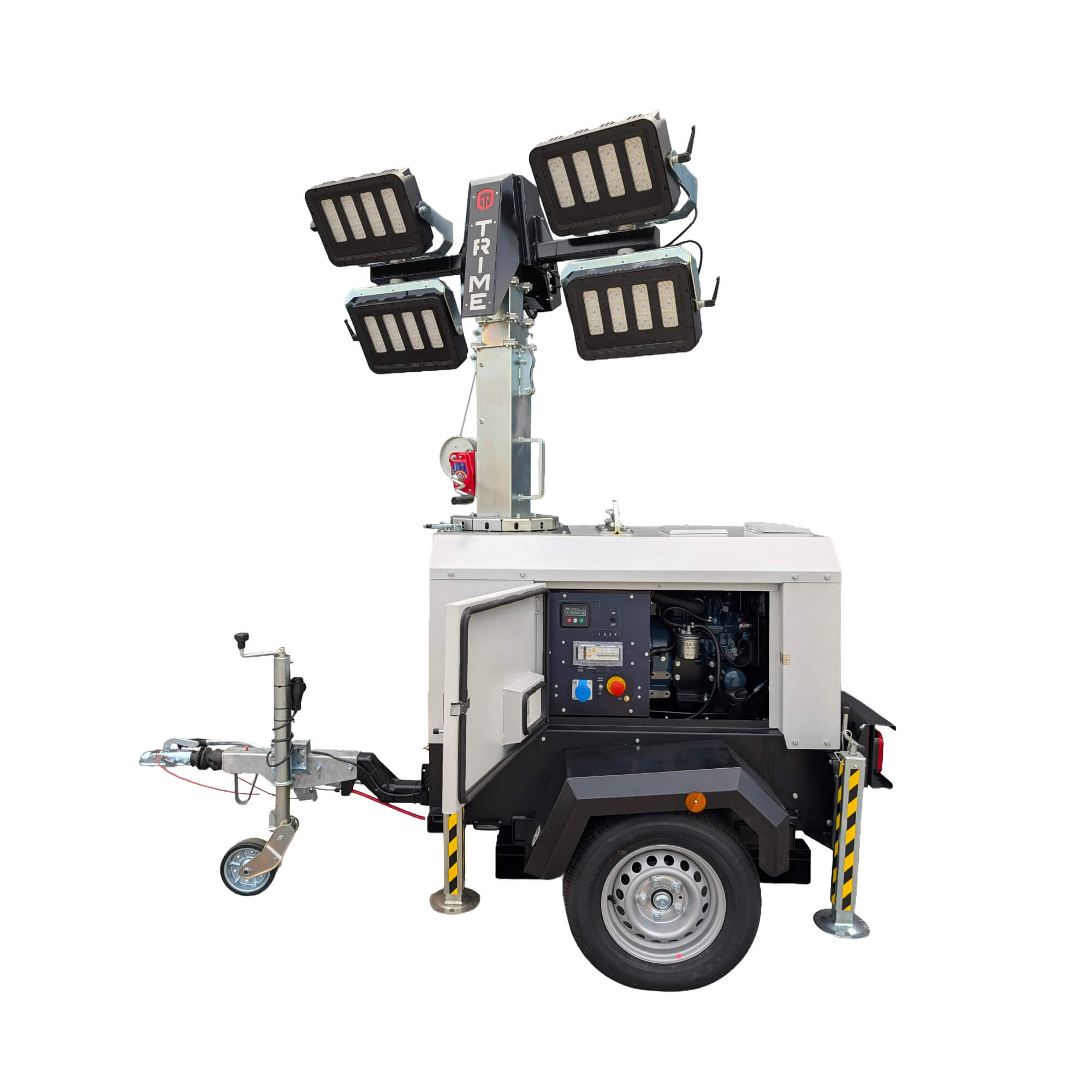 Mobile lighting tower 8 m 6x160W LED with generator TRIME X-START Lighting tower with generator kompresory, spalinowe, śrubowe, sprężarki, powietrza, generatory prądu, dezynfekcja ozonem maszt oświetleniowy mobilny LED 8.5 m agregat trime lighting tower mast lichtmast metalohalogenkowy