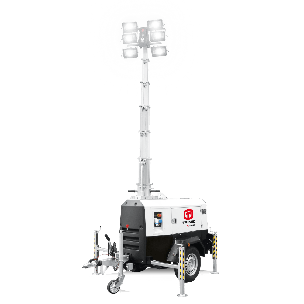 Mobilny maszt oświetleniowy LED 8.5 m X-RENT 6x320W Maszt oświetleniowy Maszyny do linii kablowych i technologia bezwykopowa maszt oświetleniowy mobilny LED 8.5 m agregat trime lighting tower mast lichtmast